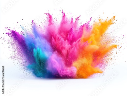 Colorful powder explosion on white background