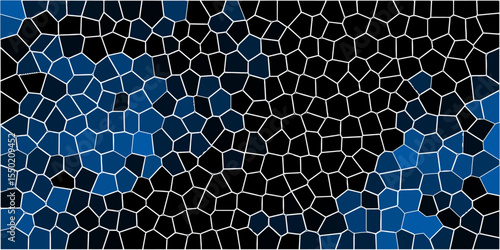 Geometric polyhedral forms and organic textural appearance. Polished rock with marble texture quartz surface. Seamless pattern vintage background. Cement kitchen decor blue  & black  marble bath floor
