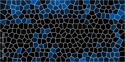 Geometric polyhedral forms and organic textural appearance. Polished rock with marble texture quartz surface. Seamless pattern vintage background. Cement kitchen decor blue  & black  marble bath floor