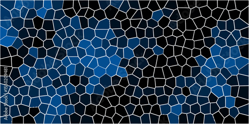 Geometric polyhedral forms and organic textural appearance. Polished rock with marble texture quartz surface. Seamless pattern vintage background. Cement kitchen decor blue  & black  marble bath floor