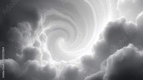 Black and white spiral vortex in dramatic clouds