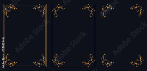 Corner frame, Set of vintage frames, wedding elegant, Decorative frames. Vintage calligraphic antique borders