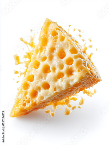 Cheese blocks with holes isolated on white background
