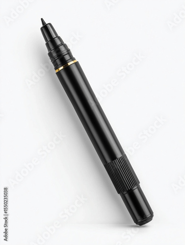 Fountain pen top view on white background
