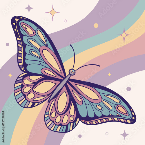 Le dessin d'un papillon coloré et magique