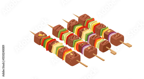 Appetizing kebabs icon designed for summer picnics, culinary promotions, and outdoor gatherings