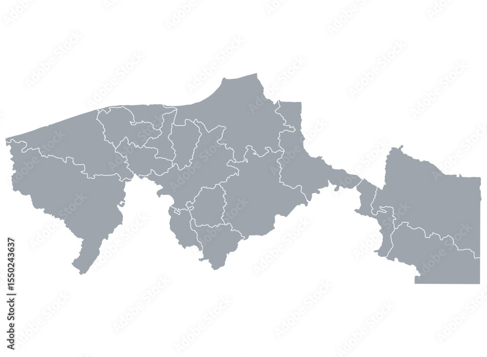 Fototapeta premium Map of the State of Tabasco with political division, in Mexico
