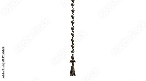 Ceiling fan pull chain with metal beads and decorative end isolated  