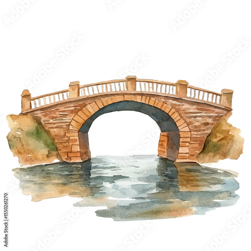 Santur Bridge, watercolor vector, isolated on a white background.