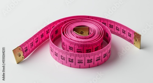 Pink measuring tape rolled up