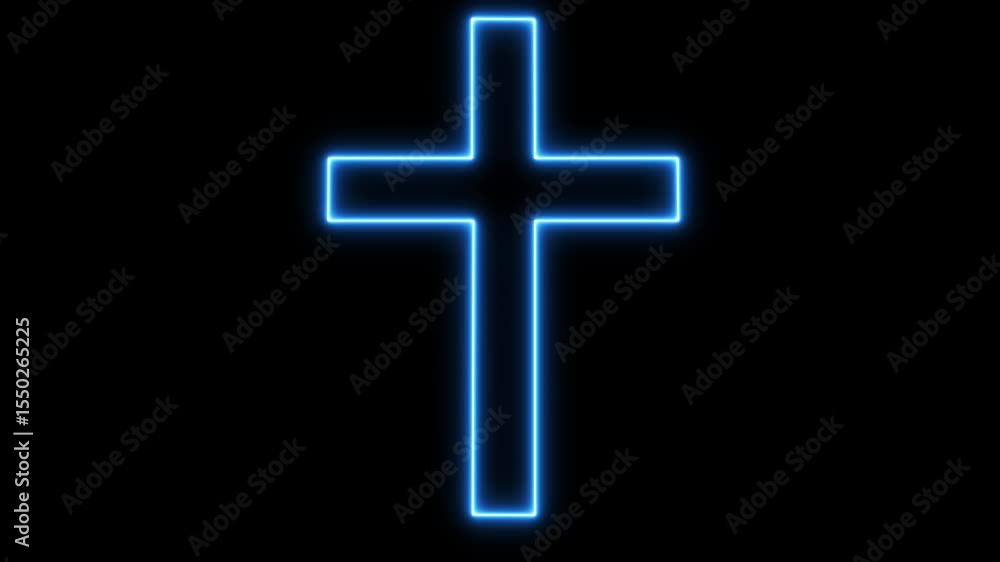 Bright glow flickering neon cross icon. Christianity symbol. Motion graphic video animation. Christian Cross Symbol Animation of an ultra hd christian cross with blue flames. Bright glow flickering neon cross icon. Christianity symbol. Motion graphic video animation. Christian Cross Symbol Animation of an ultra hd christian cross with blue flames.