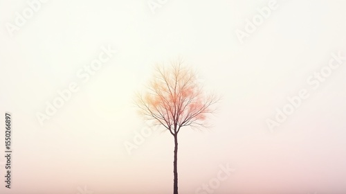 Wallpaper Mural Bare tree stands alone, mist shrouding its branches. Torontodigital.ca