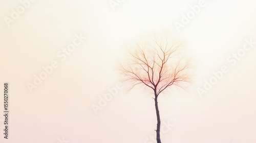 Wallpaper Mural A solitary, bare tree stands against a misty, muted backdrop. Torontodigital.ca