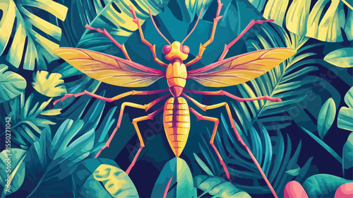 Warning Prohibited Sign for Dengue Mosquito with Flat Design