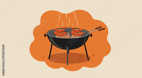 Stylish barbecue grill icon perfect for summer events, cooking promotions, and outdoor gatherings