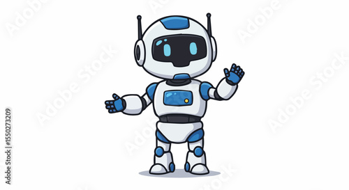 Cute Friendly Robot Waving Hello