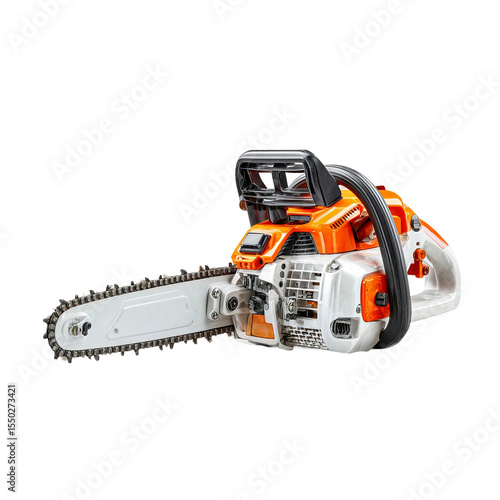 Chainsaw: An isolated image of a powerful chainsaw, the essential tool for lumber work, designed with precision and efficiency.