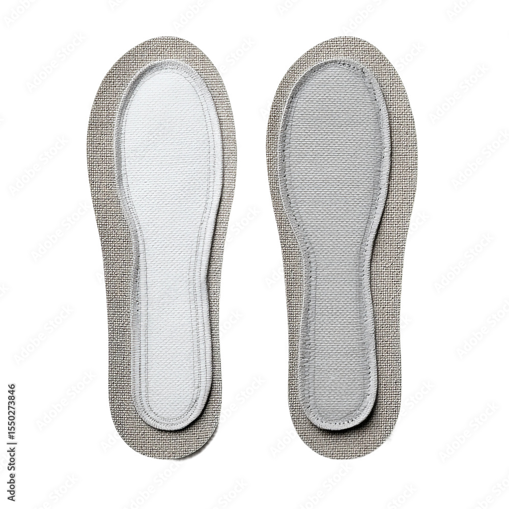 Shoe Insoles: A pair of neutral-toned insoles, ready to provide comfort and support, embodying the essence of well-being for the feet. Shoe Insoles: A pair of neutral-toned insoles, ready to provide comfort and support, embodying the essence of well-being for the feet.