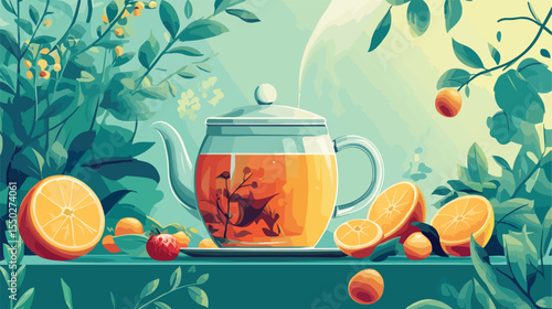 Detox Tea Poster Vector Illustration