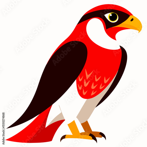Red-necked Falcon — Minimalist Vector Silhouette