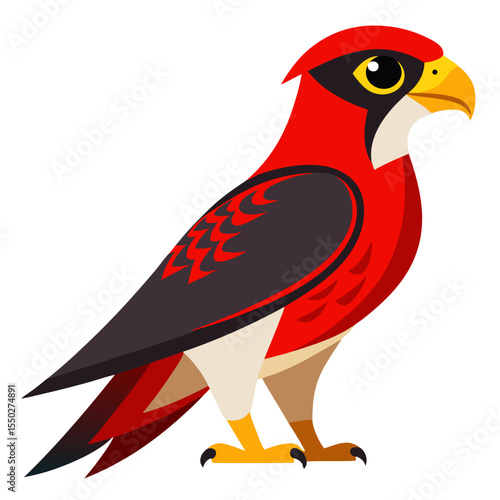 Red-necked Falcon — Minimalist Vector Silhouette