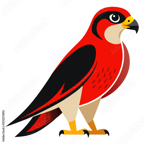 Red-necked Falcon — Minimalist Vector Silhouette