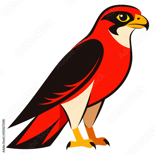 Red-necked Falcon — Minimalist Vector Silhouette