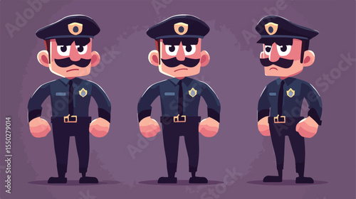 Flat Vector Illustration of Disguised Policeman Character