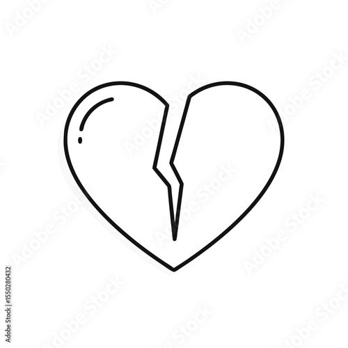Broken heart icon – symbolic line drawing representing heart disease, emotional pain, or heartbreak