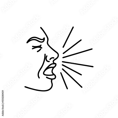 Coughing person icon – line illustration symbolizing respiratory illness, cold, flu, or virus symptoms