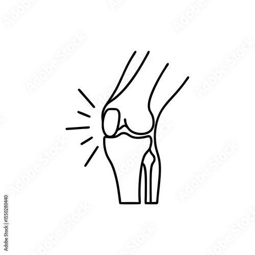 Knee joint pain icon – line illustration symbolizing arthritis, joint inflammation, and bone-related conditions