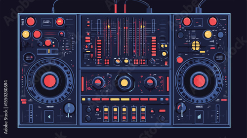 DJ Mixer Music Isolated Vector Illustration