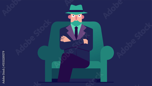 Detectives Empathy The detective is depicted leaning back in their chair showing empathy with arms crossed indicating they are listening but also considering the suspects emotions.