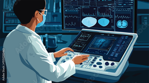 Professional Doctor Performing Ultrasound Scan Diagnosis