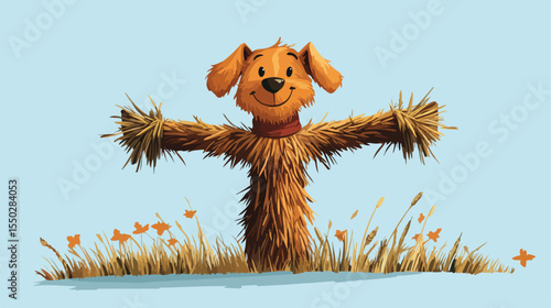 Charming Dog Bone with Scarecrows Cartoon Character