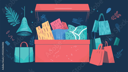 Donation Box Full of Clothes for Charity Flat View