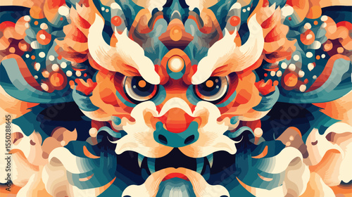 Chinese Zodiac Animal Dragon Flat Vector Illustration