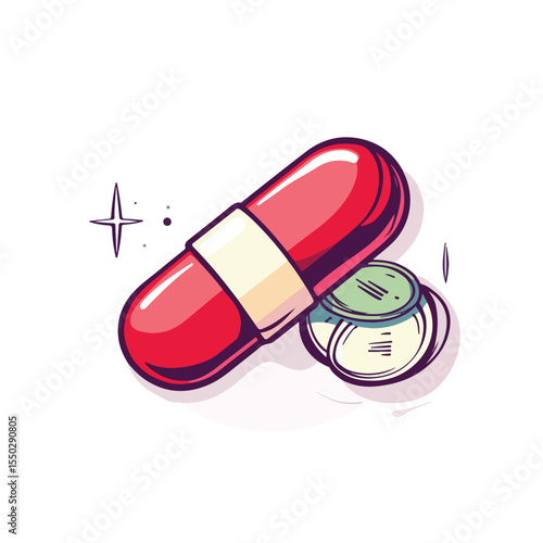 Money and Drug Capsule Cartoon Vector Illustration