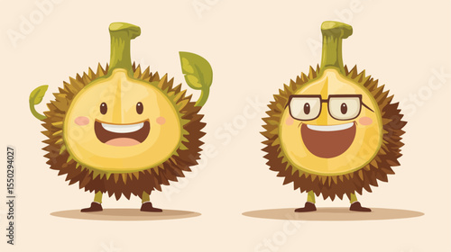 Cheerful Durian Cartoon Oculist Mascot Character Illustration