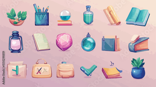 Education Icons with Flask Chemistry Backpack