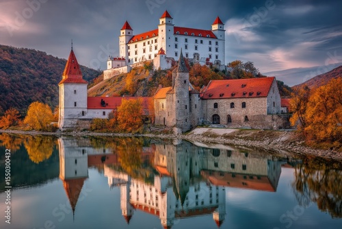 The castle in Bratislava, Slovakia, dominates the historical center, which lies on the Danube river