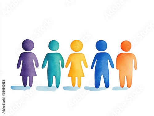 Diverse figures in a row