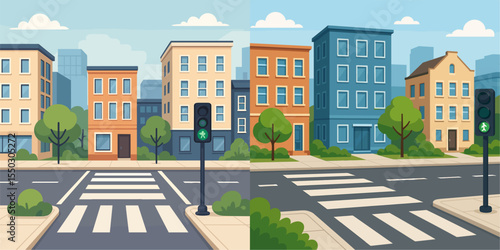 Colorful Cityscape Growth: Modern Urban Scene with Traffic Signals
