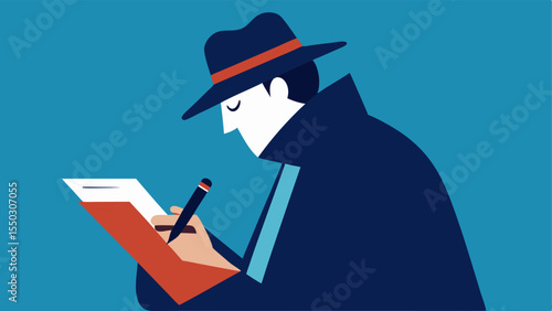 Detective Taking Notes A closeup of the detective writing down key points from the suspects confession in a notebook emphasizing focus and professionalism.