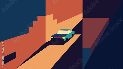 Back Alley Escape A getaway car turning sharply into a narrow alley with bricks and shadows adding to the sense of urgency.