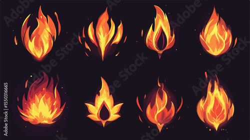 Burning Flames Vector Illustration for Design Projects