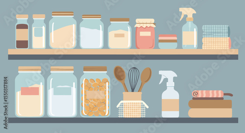 Organized Pantry A Visual Guide to Efficient Food Storage and Kitchen Organization with Glass Jars, Containers, and Practical Tips for a Tidy Space