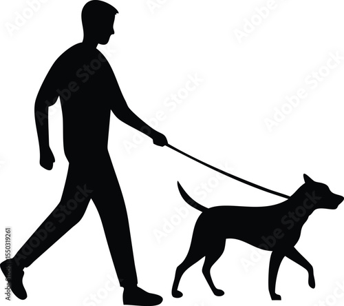 a man walking a dog silhouette