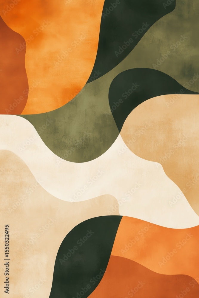 A creative, abstract design that mimics the look of hand-sculpted clay pieces, with burnt sienna, moss green, ochre, and cream colors. A creative, abstract design that mimics the look of hand-sculpted clay pieces, with burnt sienna, moss green, ochre, and cream colors.