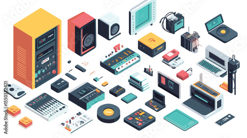 Professional Electronic Commerce Isometric Icons Flat Vector Image